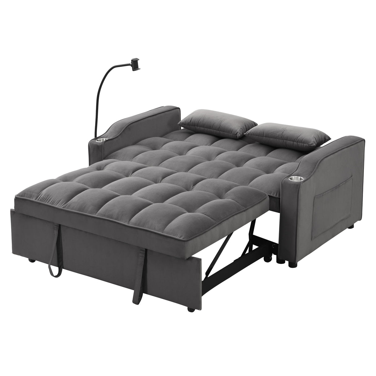 Sofa Bed With Trundle For Small Rooms - Dark Gray