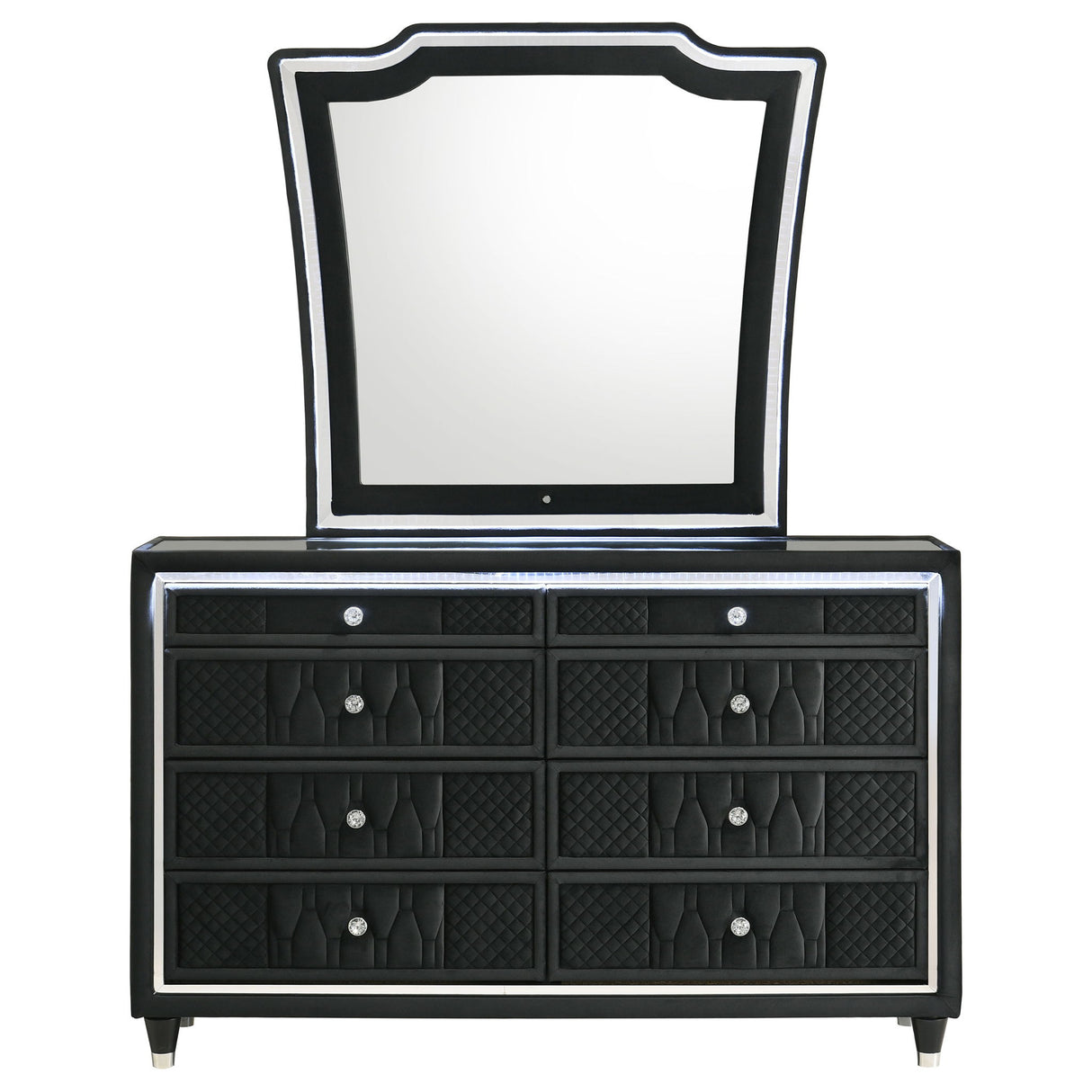 Mika - 8 Drawer LED Dresser With Mirror - Black