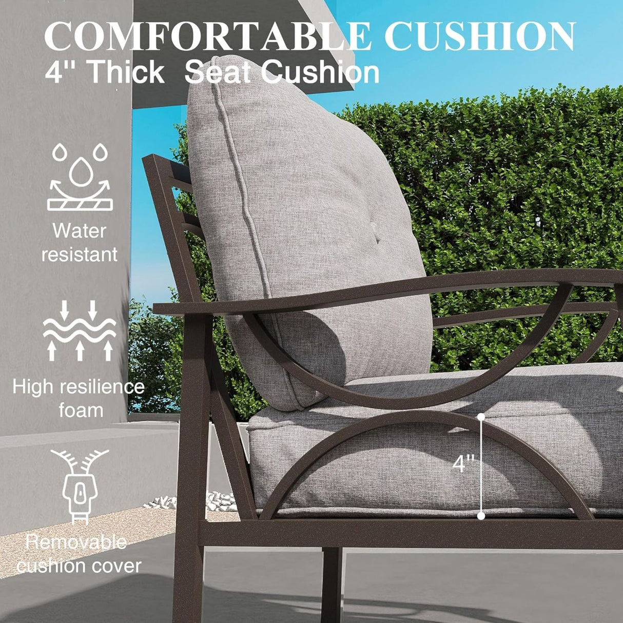 2 Piece Outdoor Patio Set With 3 Seat Sofa And Rectangular Coffee Table - Gray / Khaki