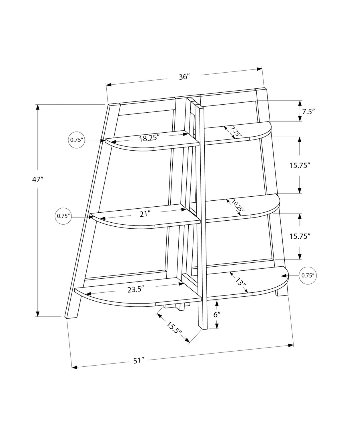 Bookshelf, Bookcase, Etagere, 3 Tier, For Office, Contemporary & Modern - Etageres - Alpine Outlets
