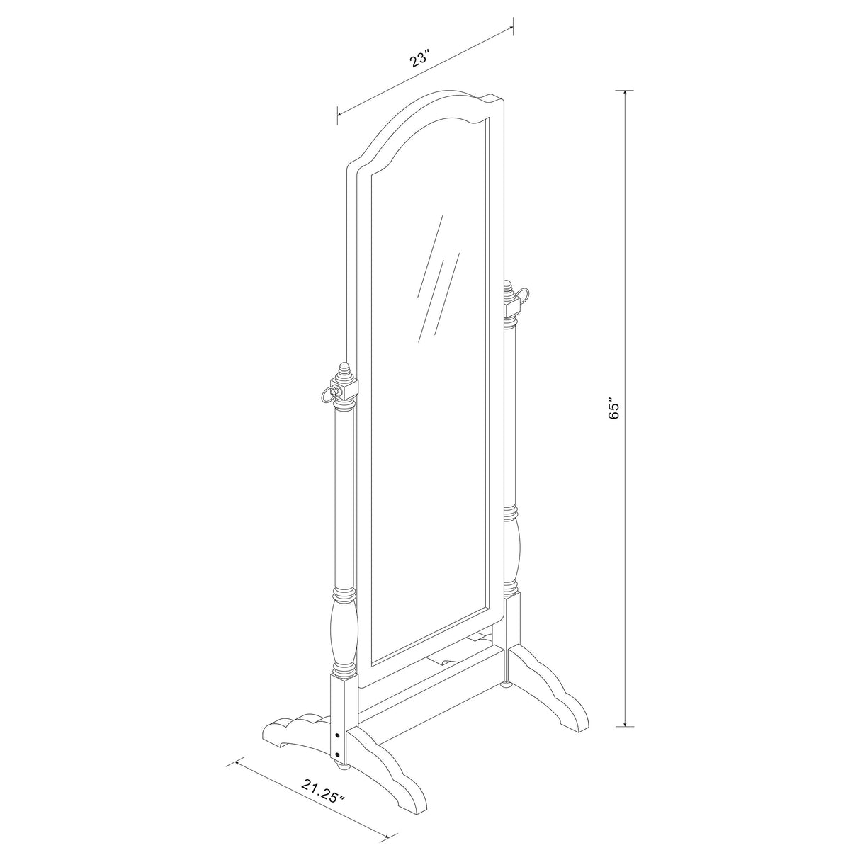 Cabot Wood Adjustable Full Length Cheval Mirror in Merlot