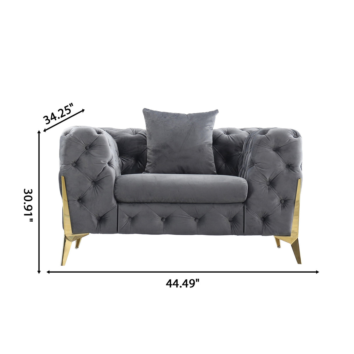 Accent Chair With Diamond Button Tufting, Matching Throw Pillow