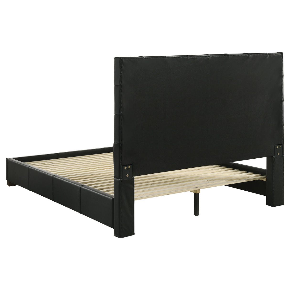 Medley Genuine Leather Queen Platform Bed Black