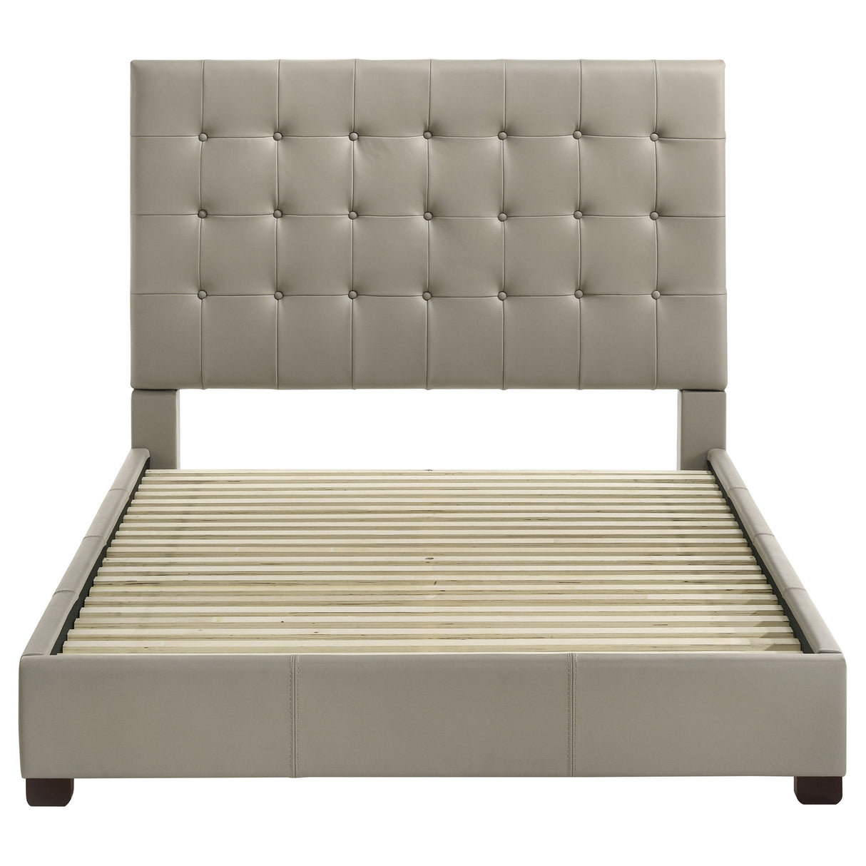 Medley Genuine Leather Queen Platform Bed in Tan
