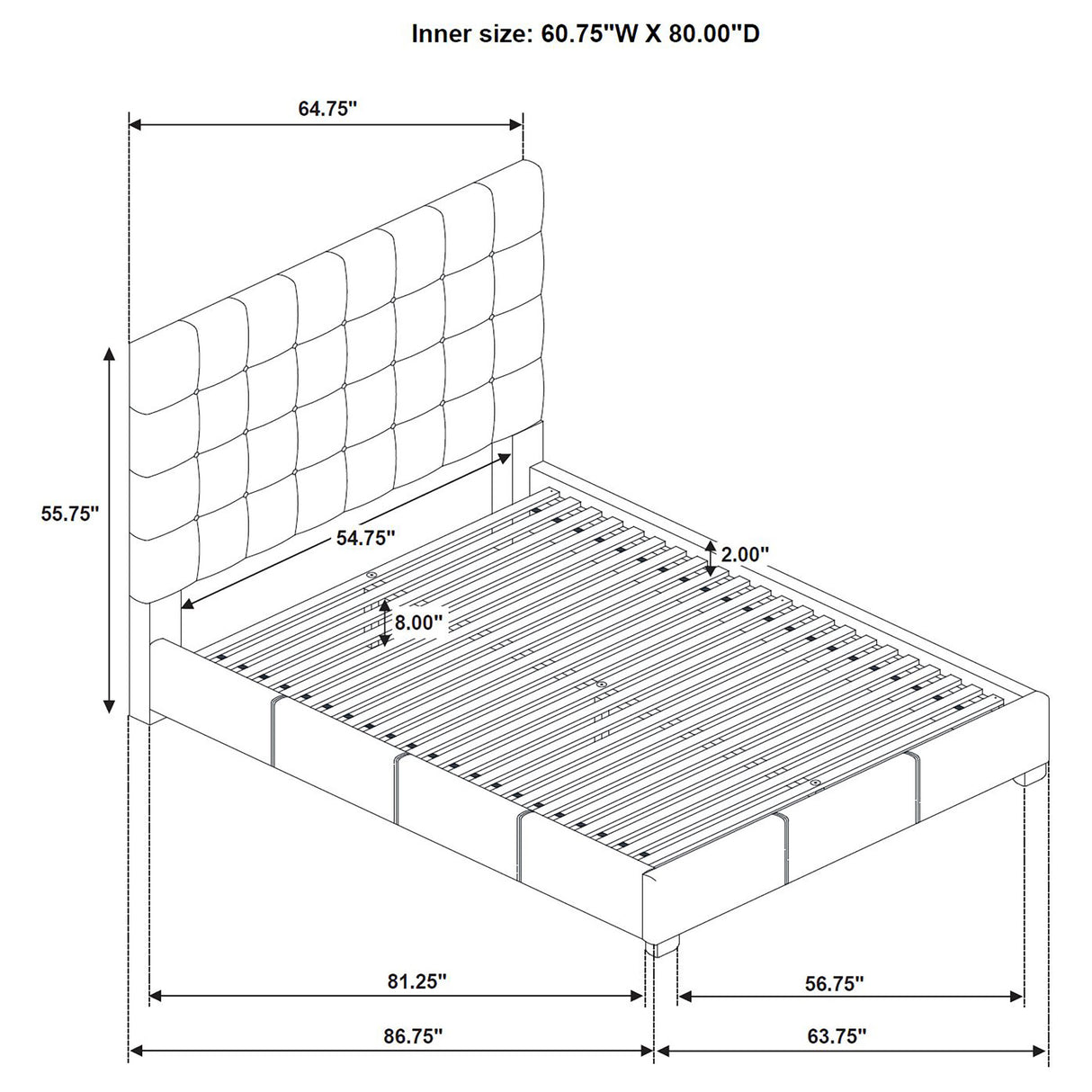 Medley Genuine Leather Queen Platform Bed in Tan