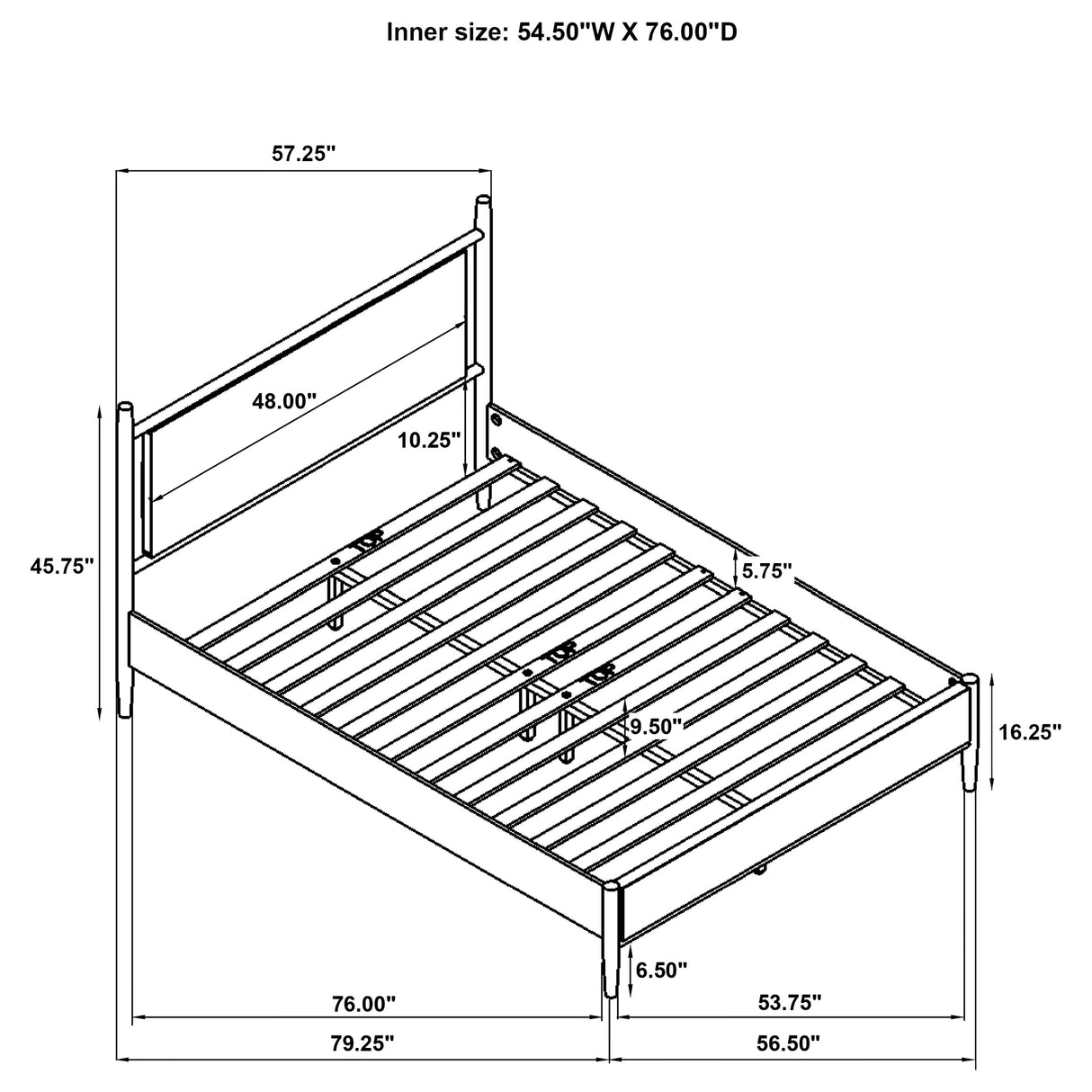 Mason 46-Inch Full Platform Bed - Grey and Light Brown