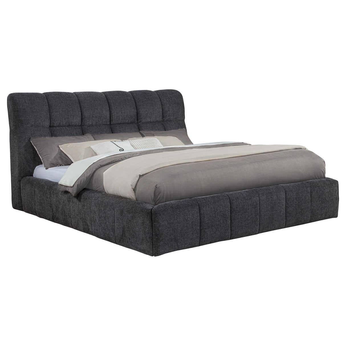 Nollet 48-Inch Upholstered California King Platform Bed in Grey