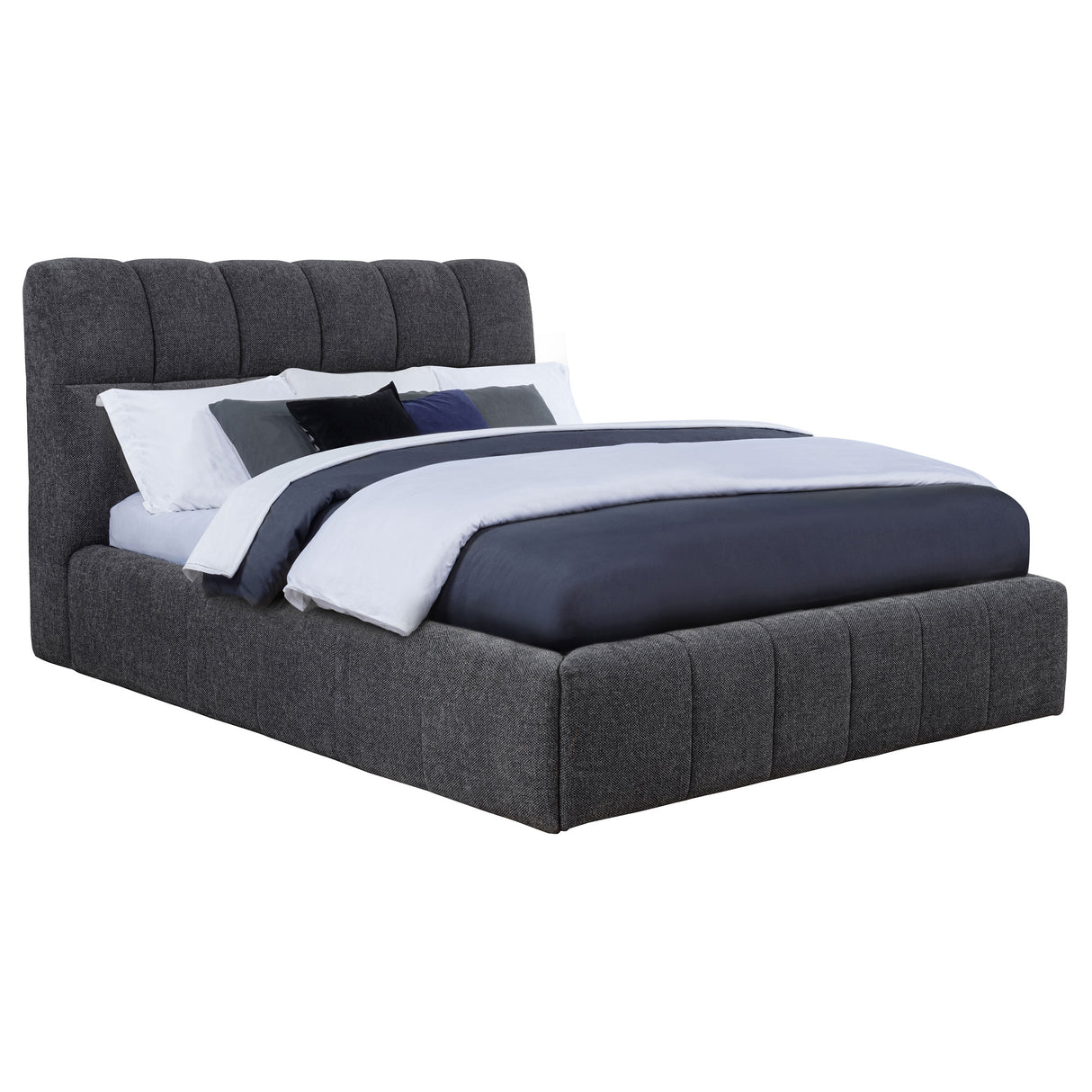 Nollet 48-inch Upholstered Queen Platform Bed Grey