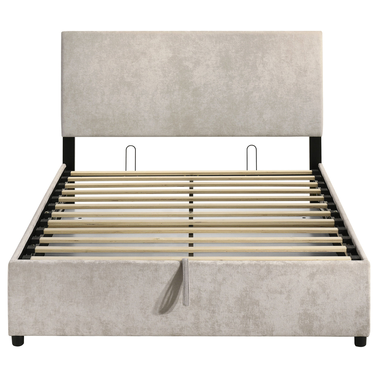 Reeves Beige Upholstered Full Lift-Top Storage Platform Bed