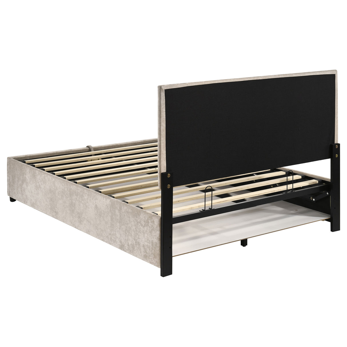 Reeves Beige Upholstered Full Lift-Top Storage Platform Bed