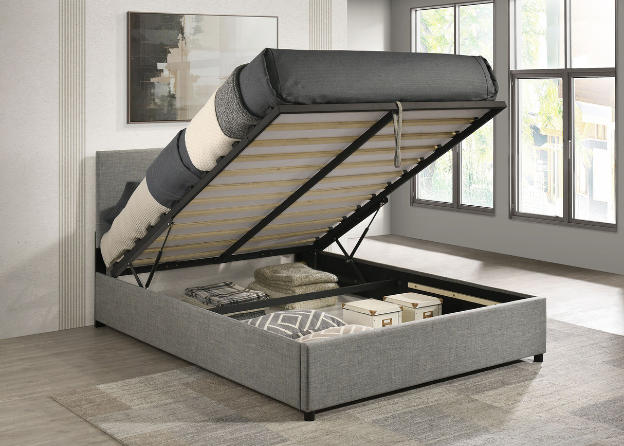 Reeves Grey Upholstered Full Lift-Top Storage Platform Bed