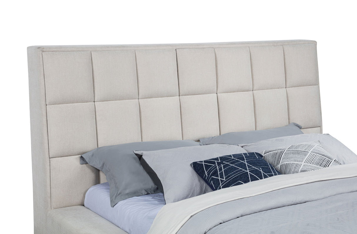 Dreux Upholstered Eastern King Panel Platform Bed, Cream