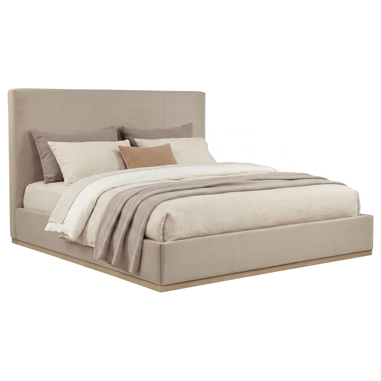 Knox Eastern King Fabric Platform Bed in Khaki