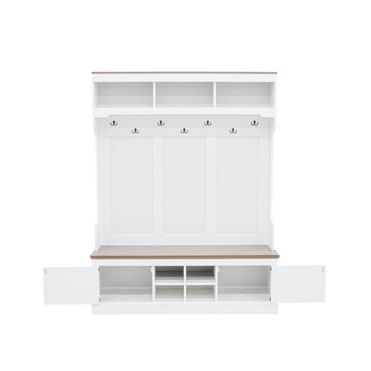 Farmhouse Hall Tree With Bench And Shoe Storage