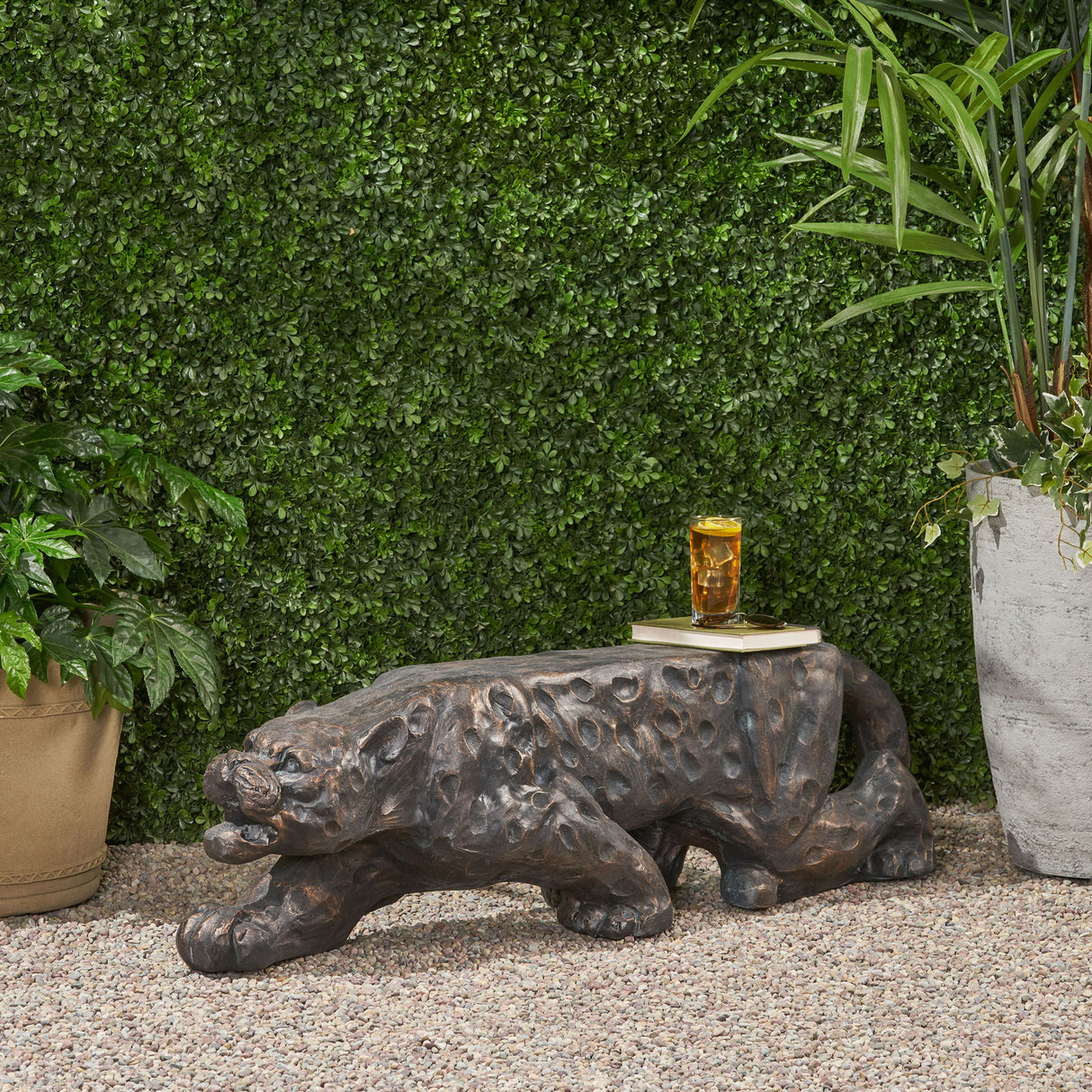 Leopard Lightweight Concrete Bench - Copper