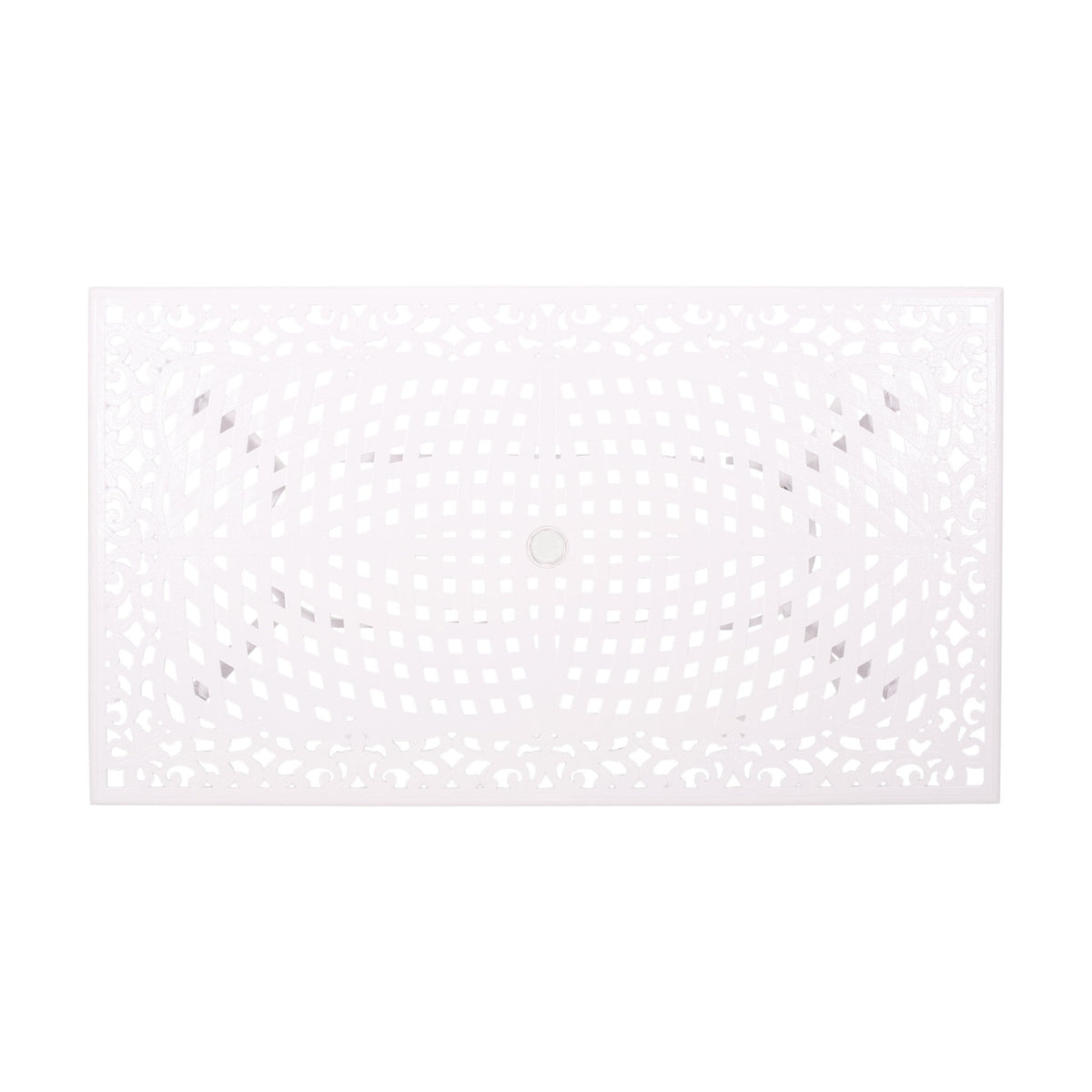 Celestine - Outdoor Cast Aluminum Dining Table With Floral Lattice Design And Umbrella Holder