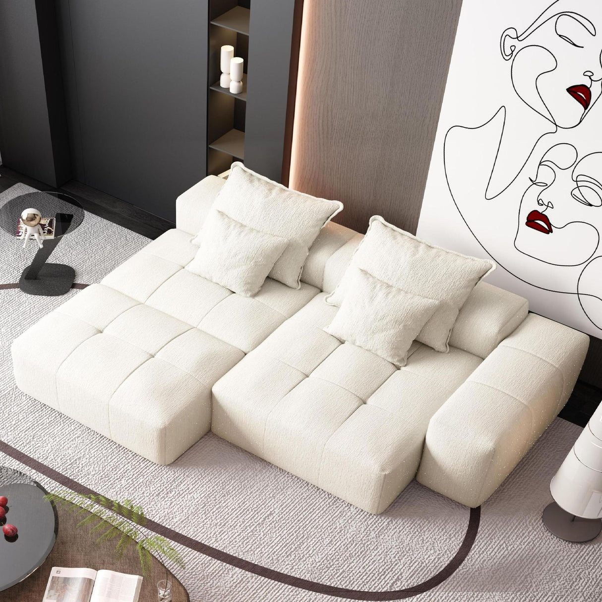 Modern Oversized Diy Combination Modular Sectional Sofa With Pillows