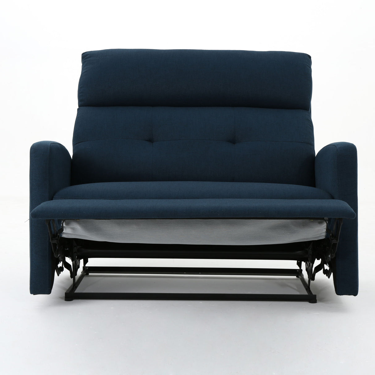Alma - Contemporary Upholstered Loveseat Recliner - Navy Blue