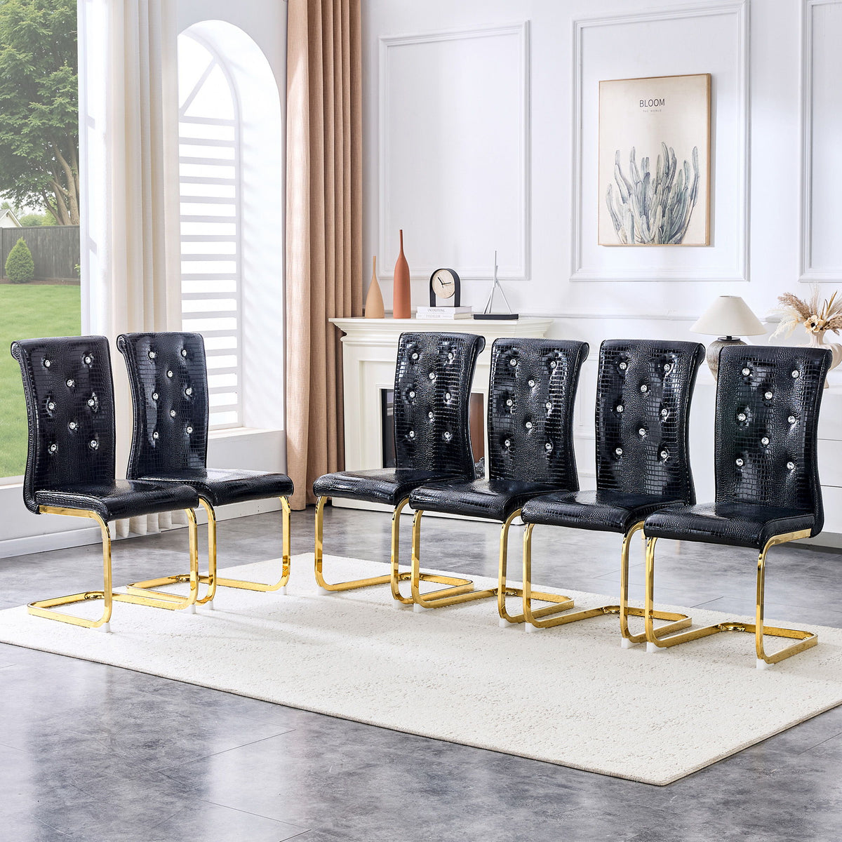 Elegant Design Alligator Skin Upholstered Dining Chairs