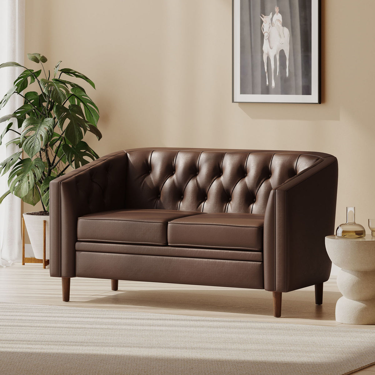 Sophisticated Loveseat With Diamond Stitched Detailing