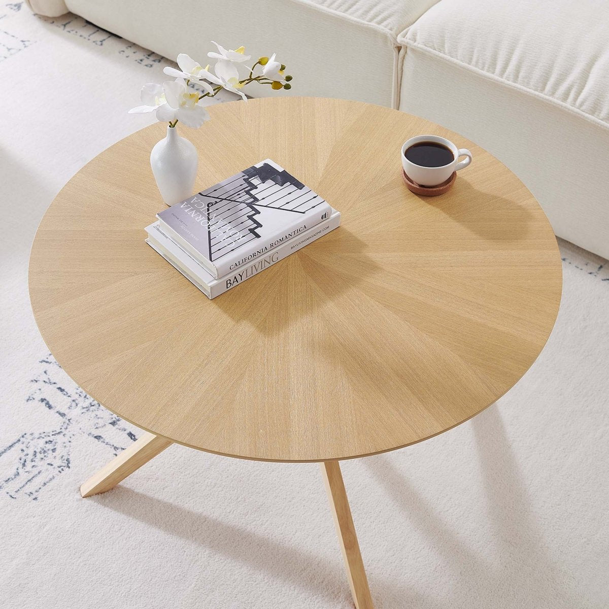 32 Inch Mid - Century Round Wood Coffee Table - Coffee Tables available at Alpine Outlets in Denver