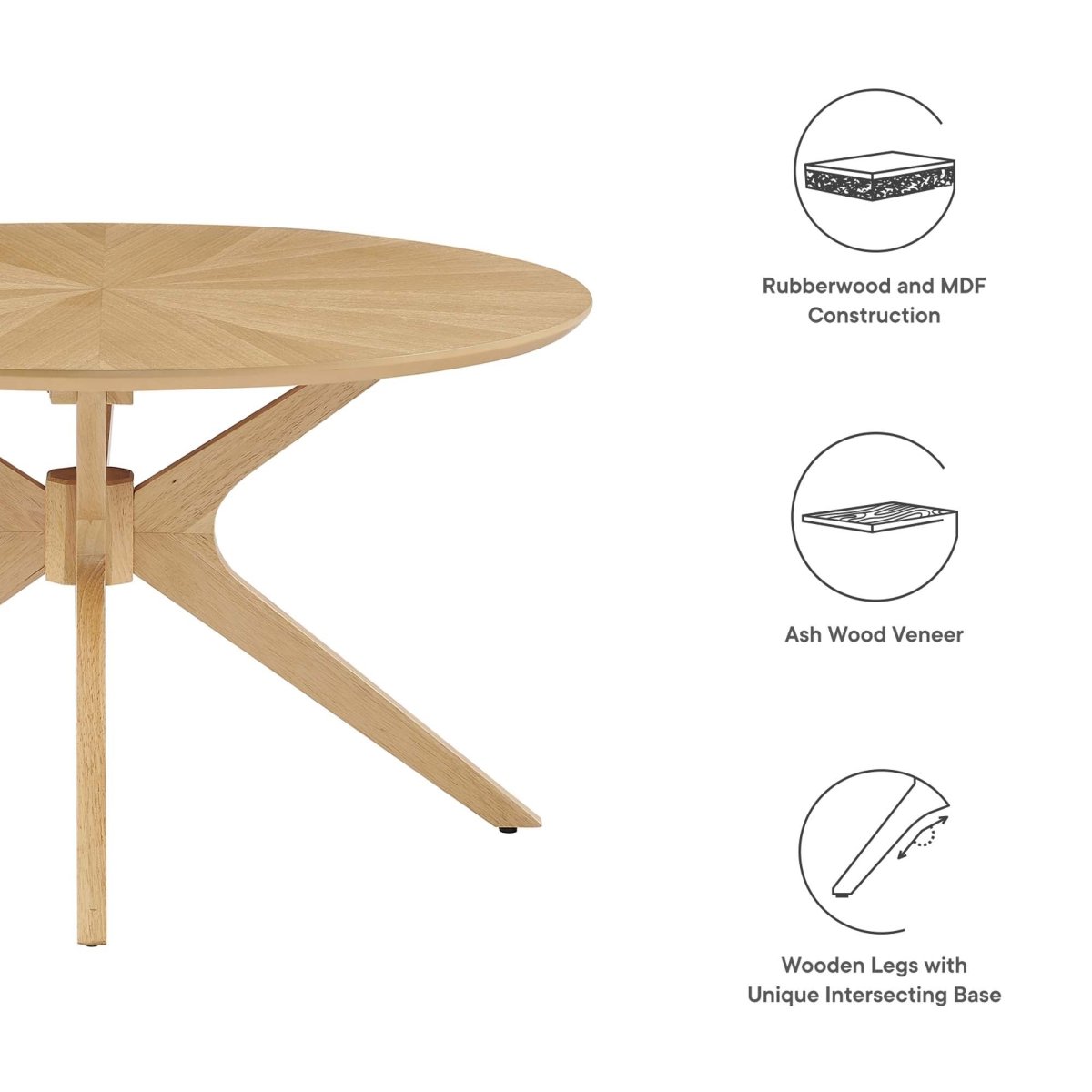 32 Inch Mid - Century Round Wood Coffee Table - Coffee Tables available at Alpine Outlets in Denver