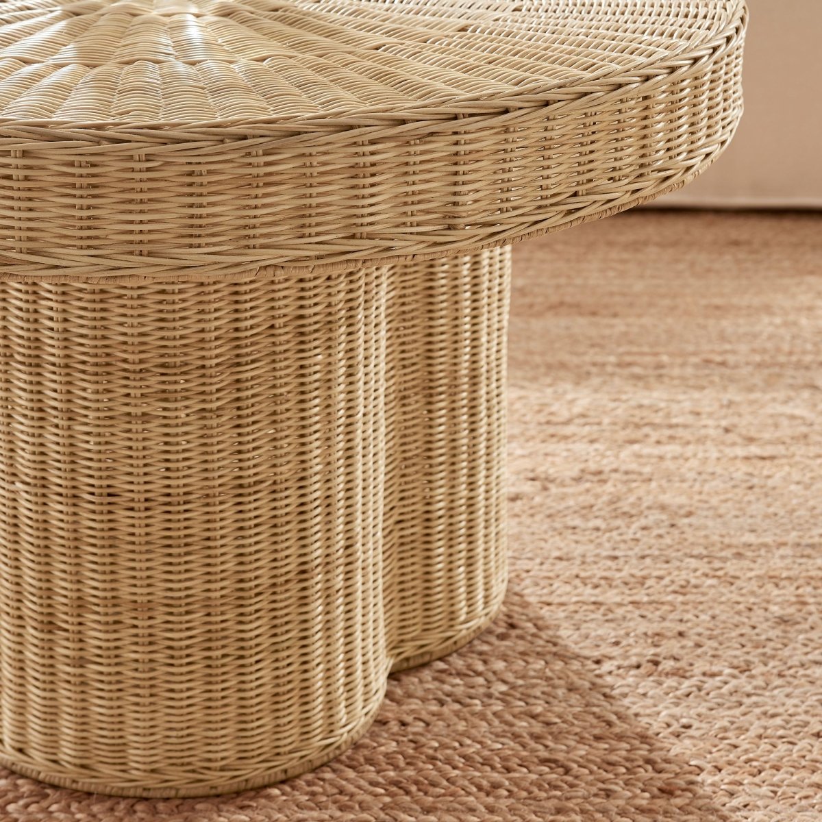 32 Inch Round Natural Rattan Coffee Table in Natural - Coffee Tables available at Alpine Outlets in Denver