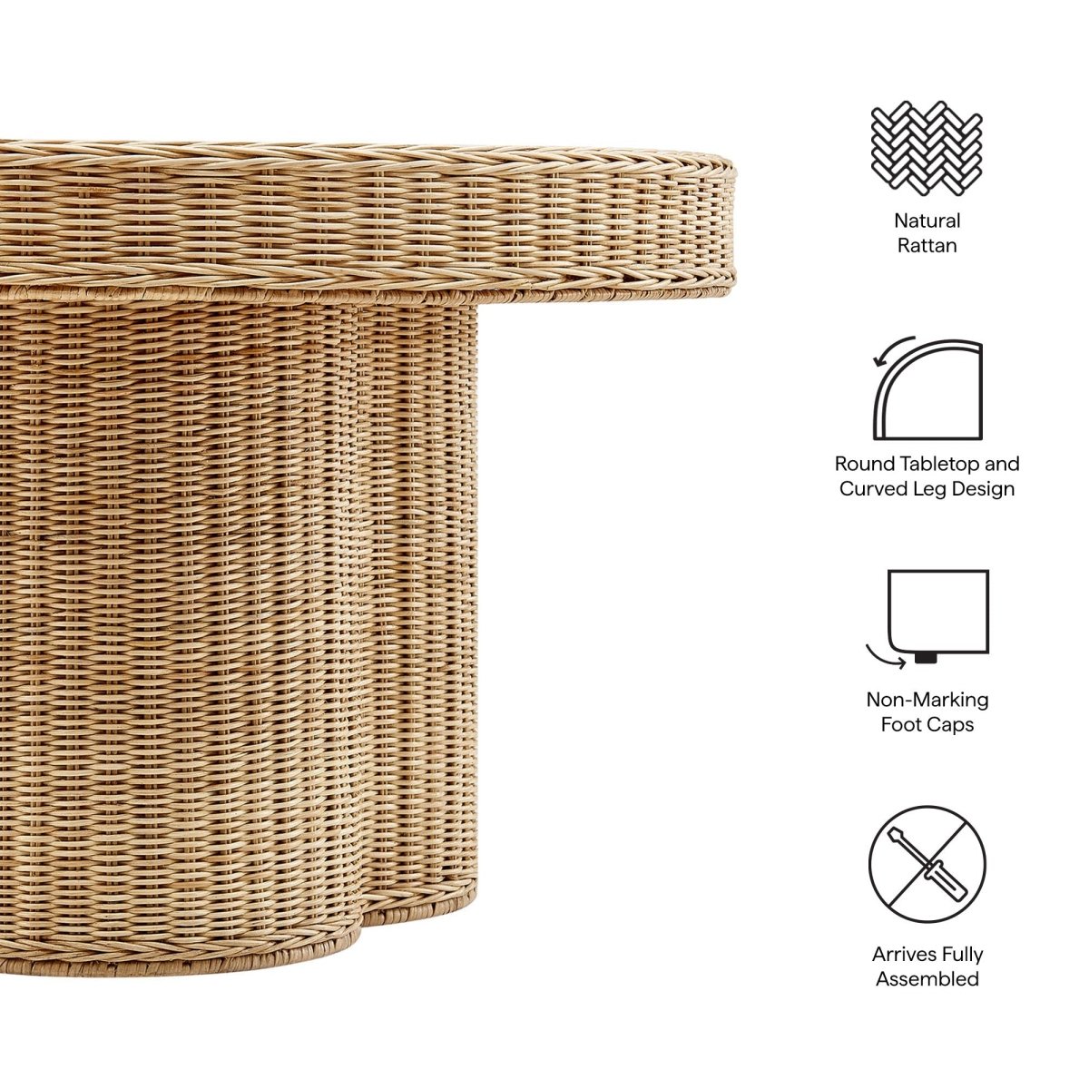 32 Inch Round Natural Rattan Coffee Table in Natural - Coffee Tables available at Alpine Outlets in Denver