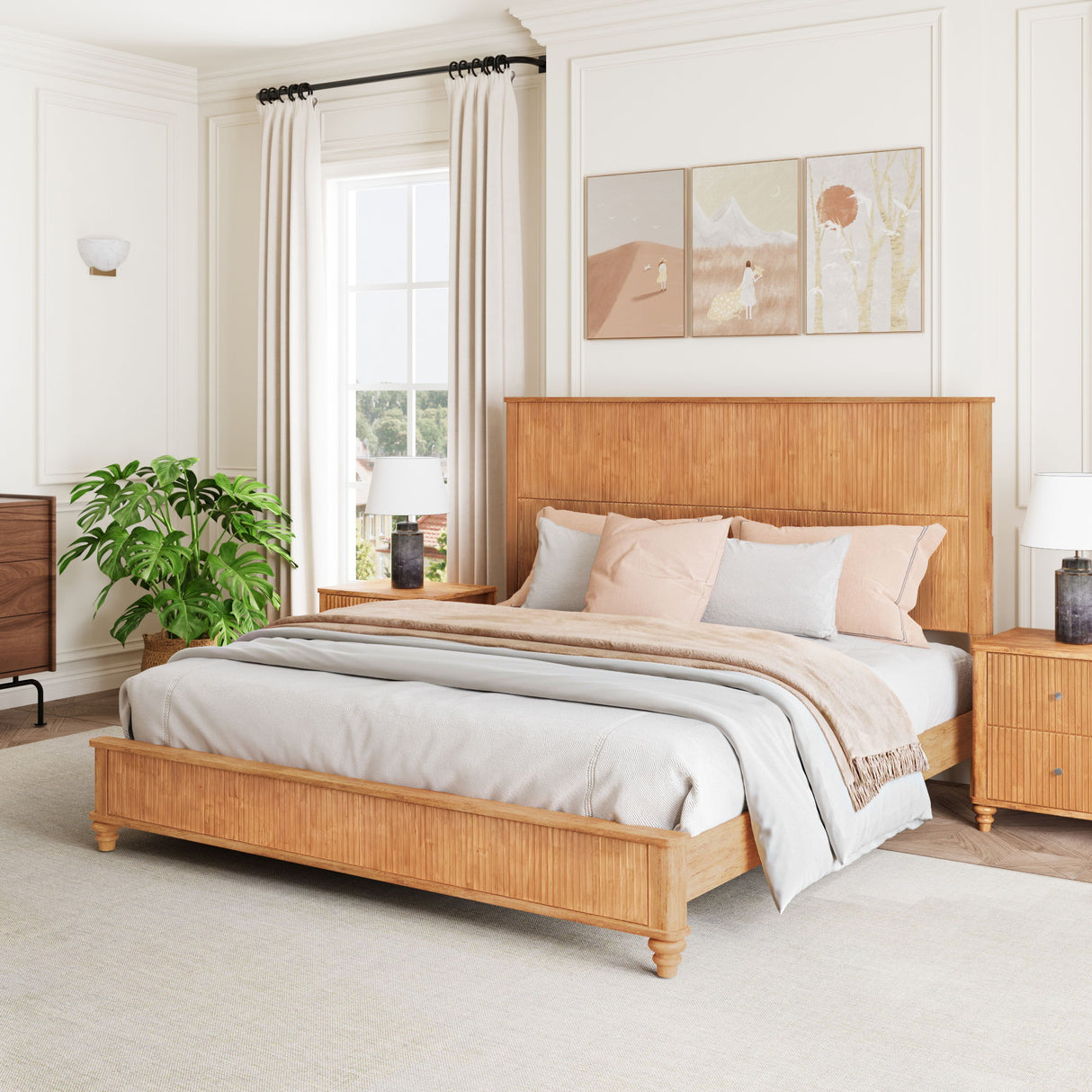 Platform Bed Frame With Tall Headboard