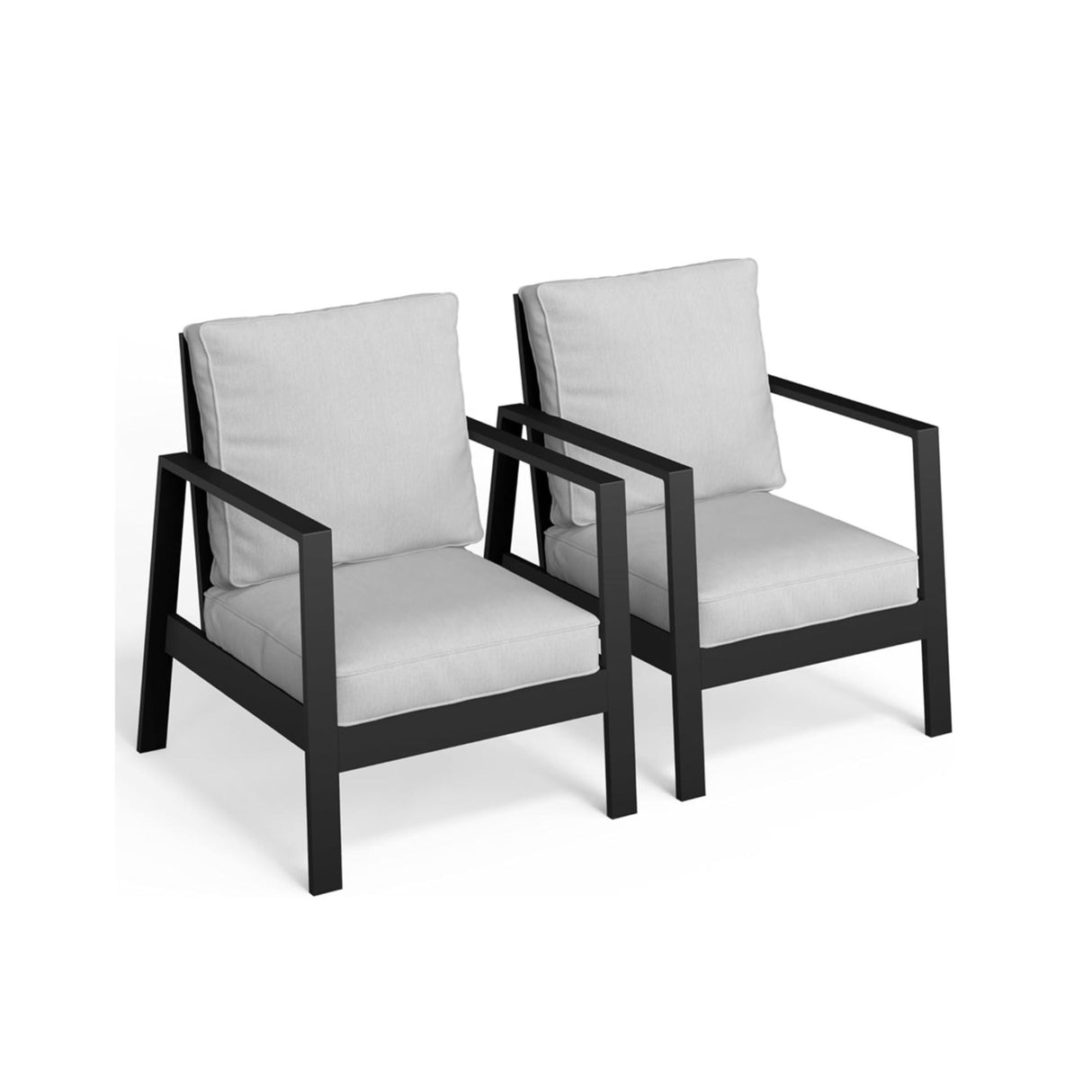 5 Seat Outdoor Patio Furniture Set, Thick Cushions & Coffee Table - Black / Gray