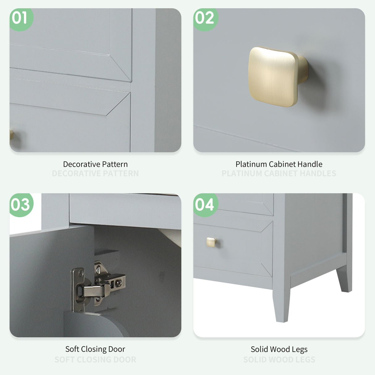 Bathroom Vanity With Sink, Soft Closing Cabinet Door, Storage Rack And Drawer
