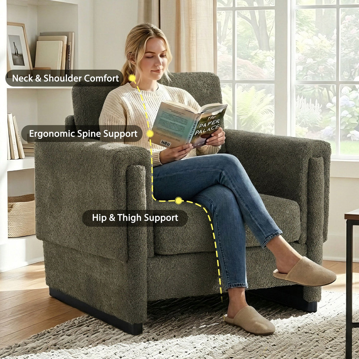Upholstered Accent Armchair With Square Arm