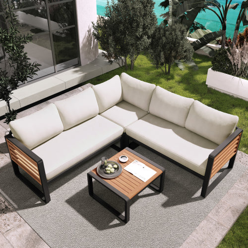 4-Piece Outdoor Beige Conversation Set