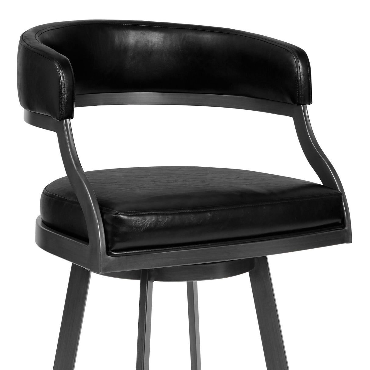 Saturn - 26" Counter Height Barstool - Mineral Finish And Vintage Black Faux Leather