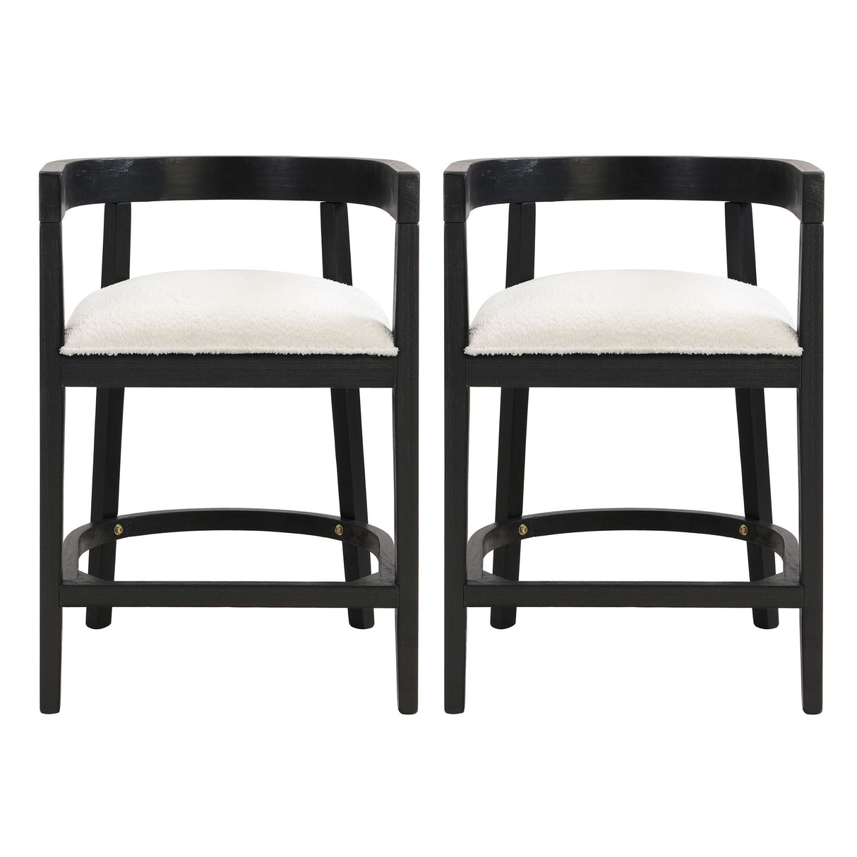 Modern Rubberwood Counter Stool Set With Upholstered Seats