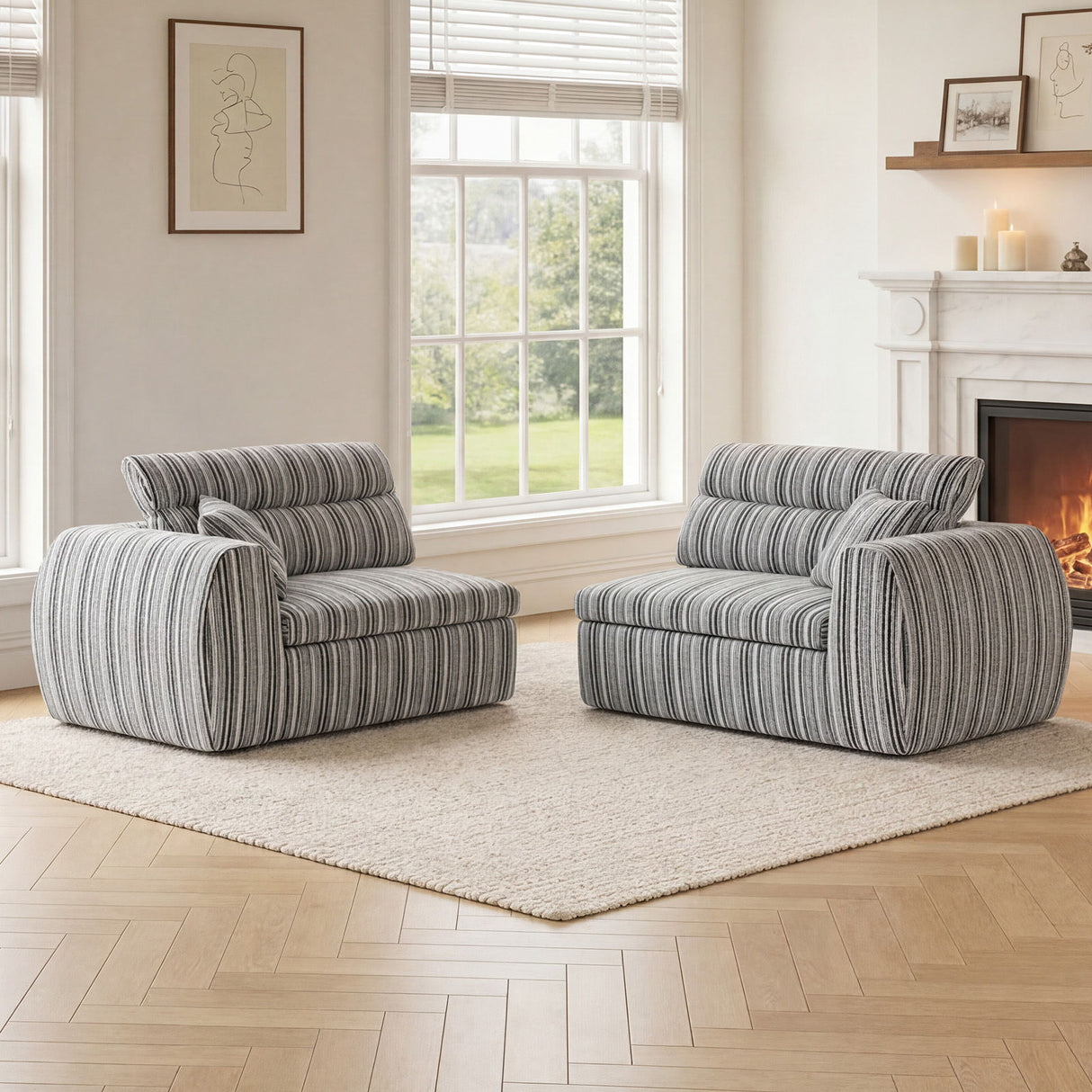 3 Seater, Couch With Throw Pillows For Living Room