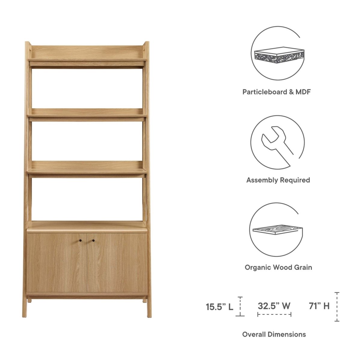 33 Inch Tiered Display Bookshelf with Concealed Storage - Bookcases available at Alpine Outlets in Denver
