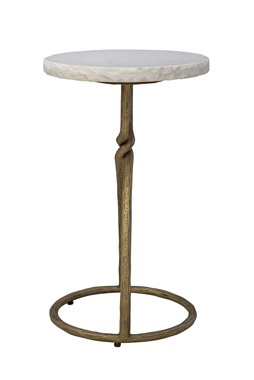 Kevin - Side Table - White / Gold