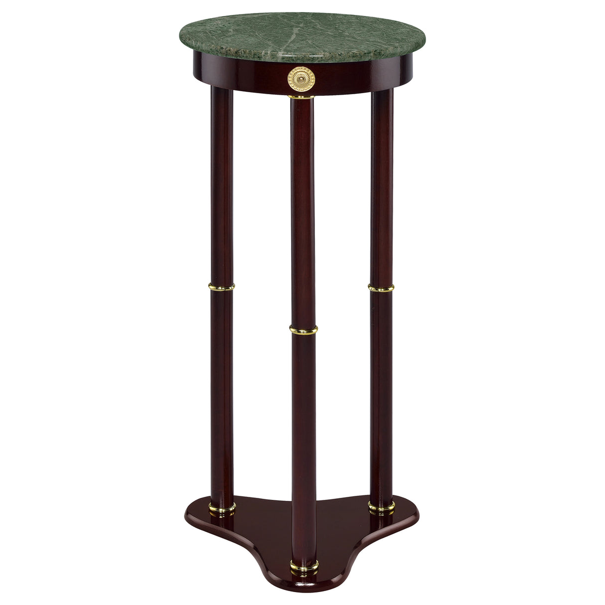 Edie Round Marble Top Plant Stand in Merlot