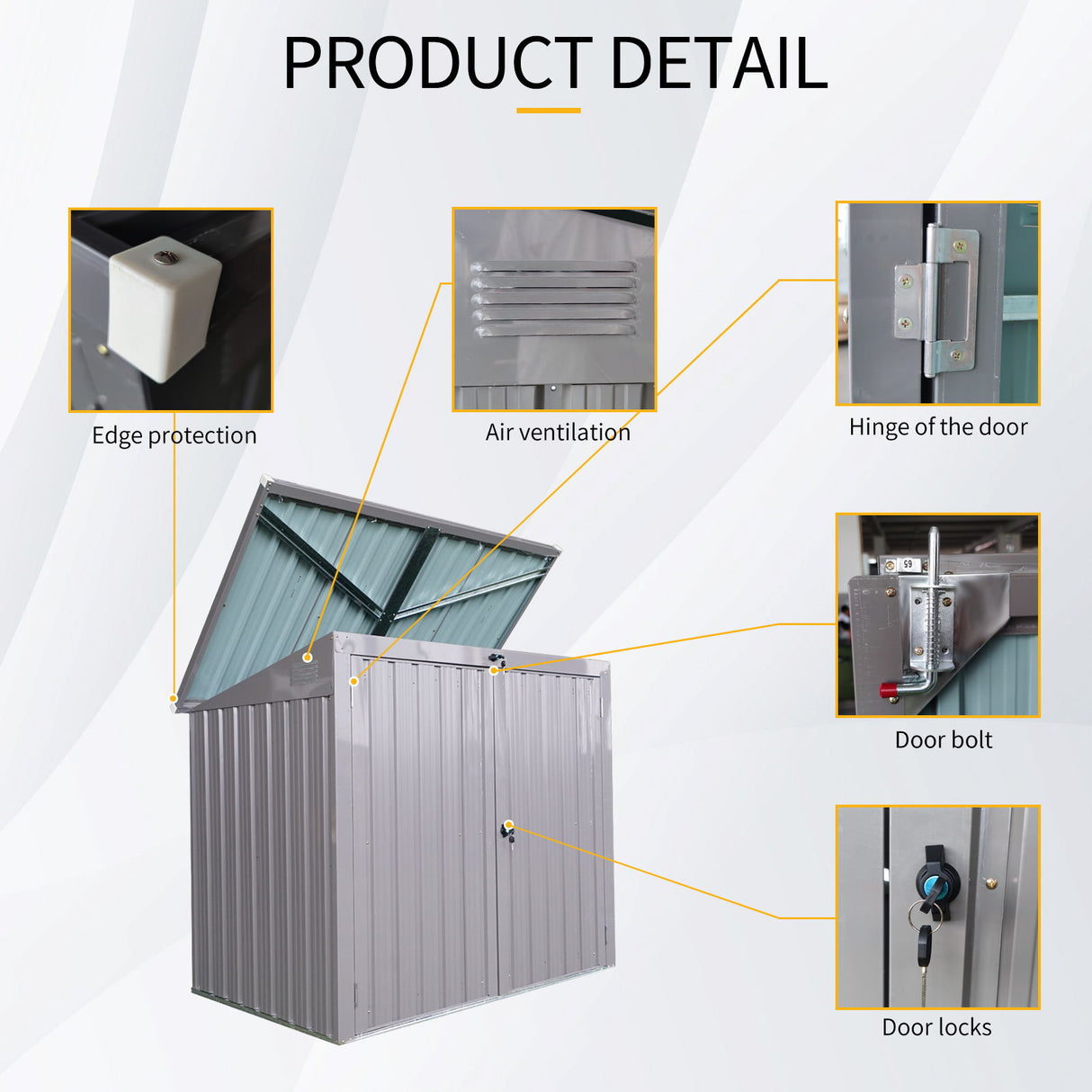 Garbage Bin Shed Trash Can Enclosure Storage Building Steel 62x53in Gray