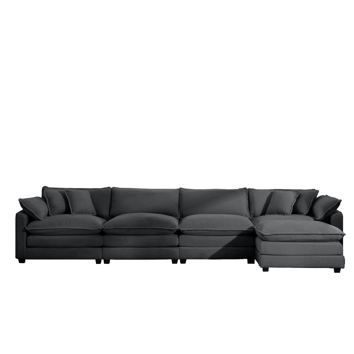 Modular Oversized Cushion Sofa With Ottoman, Low Back, Deep Seating Sofa Set