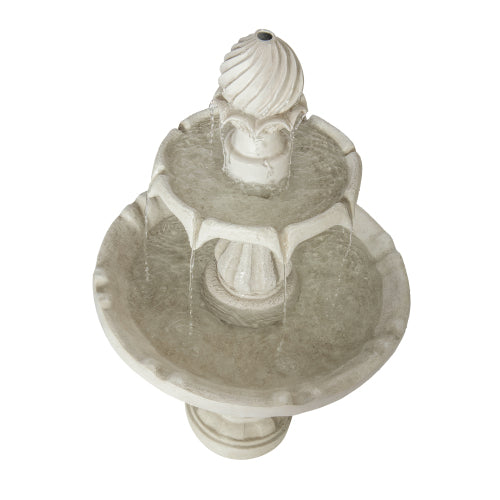 37.4"H 2-Tier White Polyresin Outdoor Water Fountain, Classic Pedestal Cascading Water Feature for Patio Garden Yard Decor
