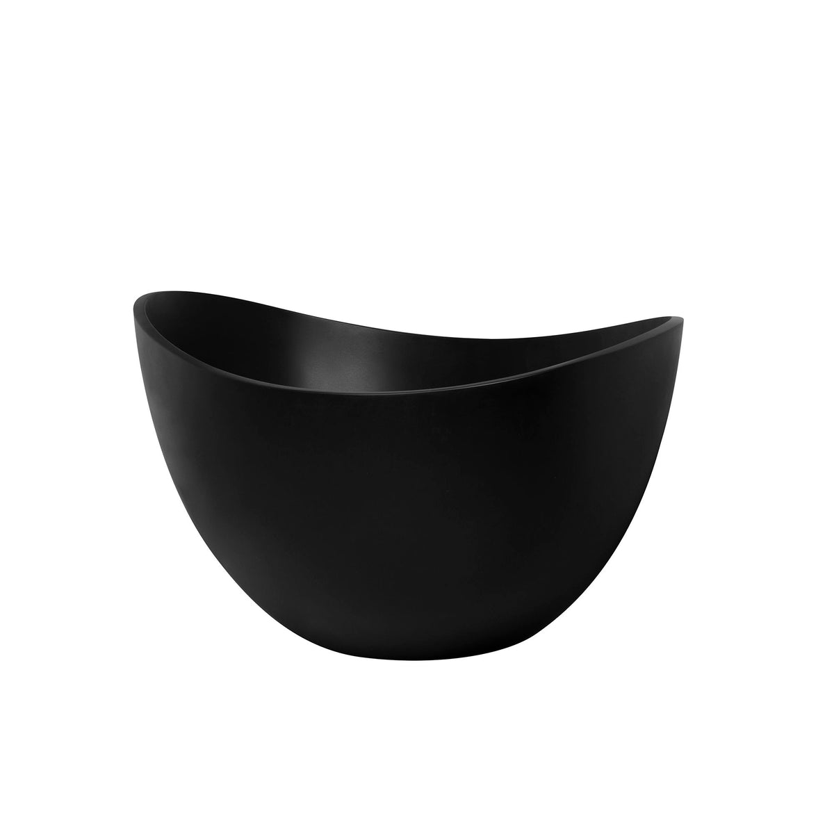 63" Freestanding Solid Surface Soaking Bathtub For Bathroom - Black