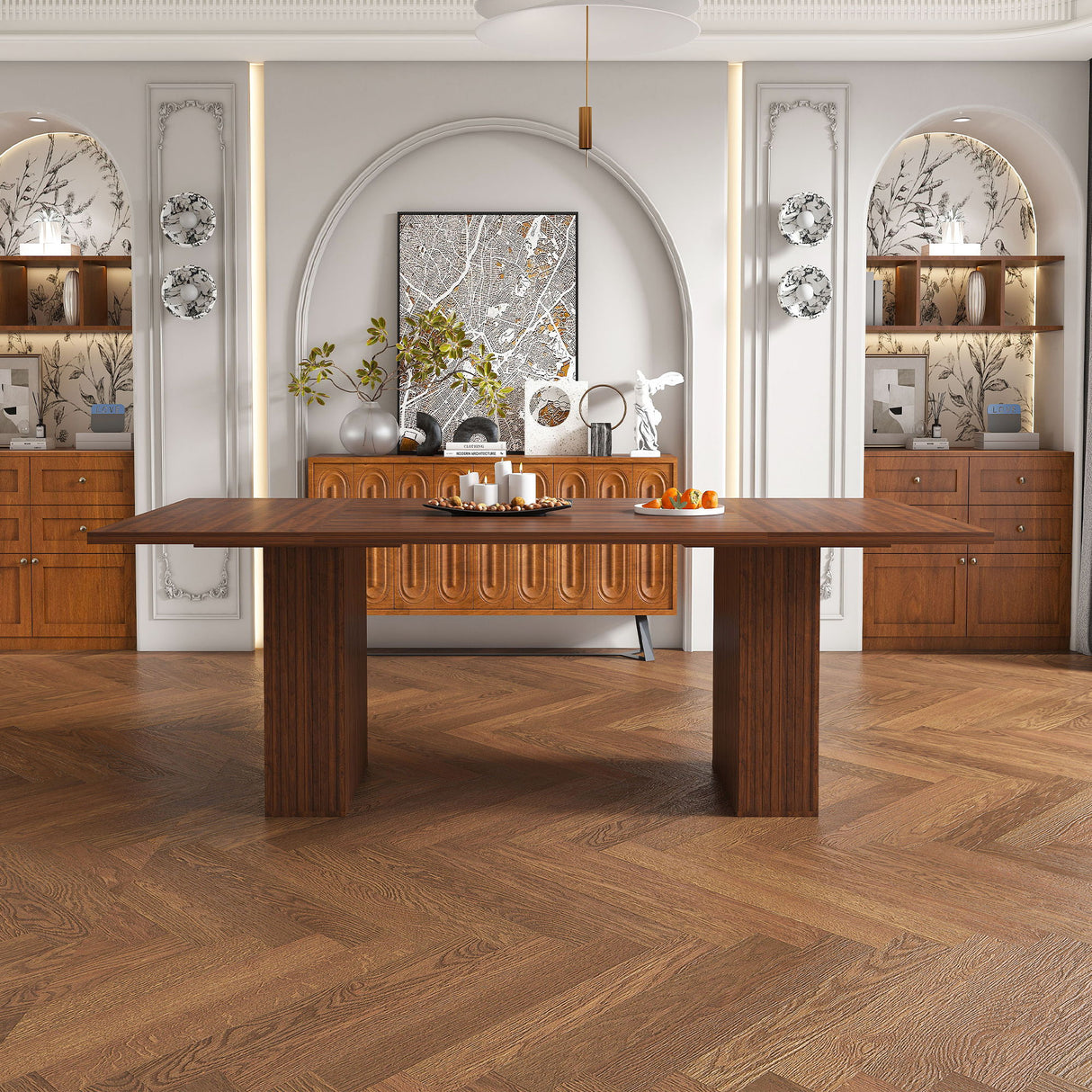 Rectangular Dining Table With Storage Base - Walnut