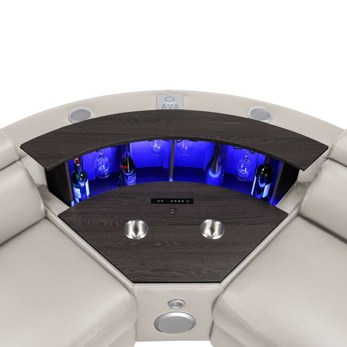Nova - Sectional With Bluetooth Speaker, LED And Lifting Wine Cabinet