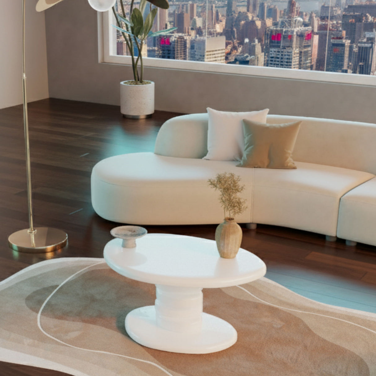 Cobblestone End Table - White