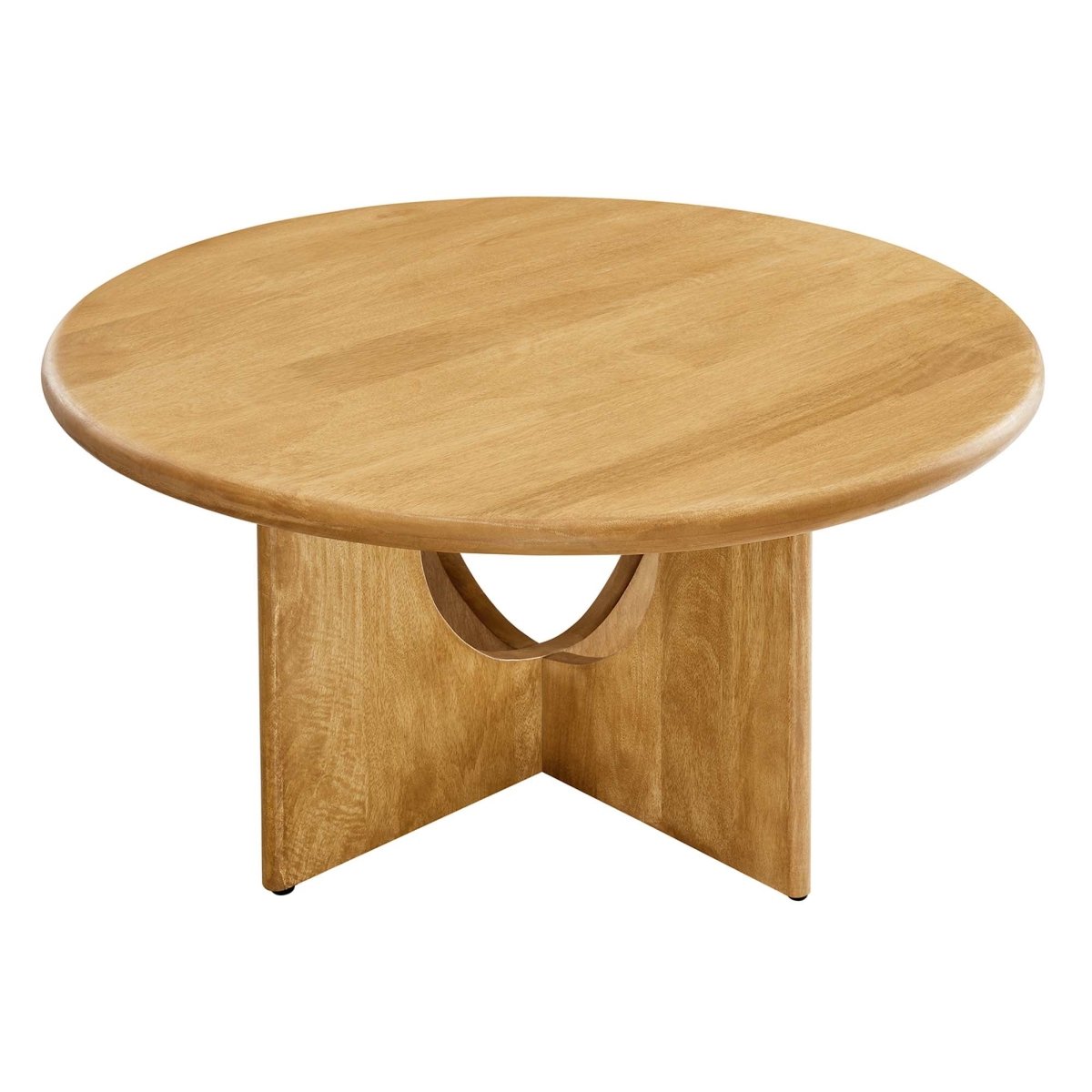 34 Inch Mid - Century Round Mango Wood Coffee Table - Coffee Tables available at Alpine Outlets in Denver