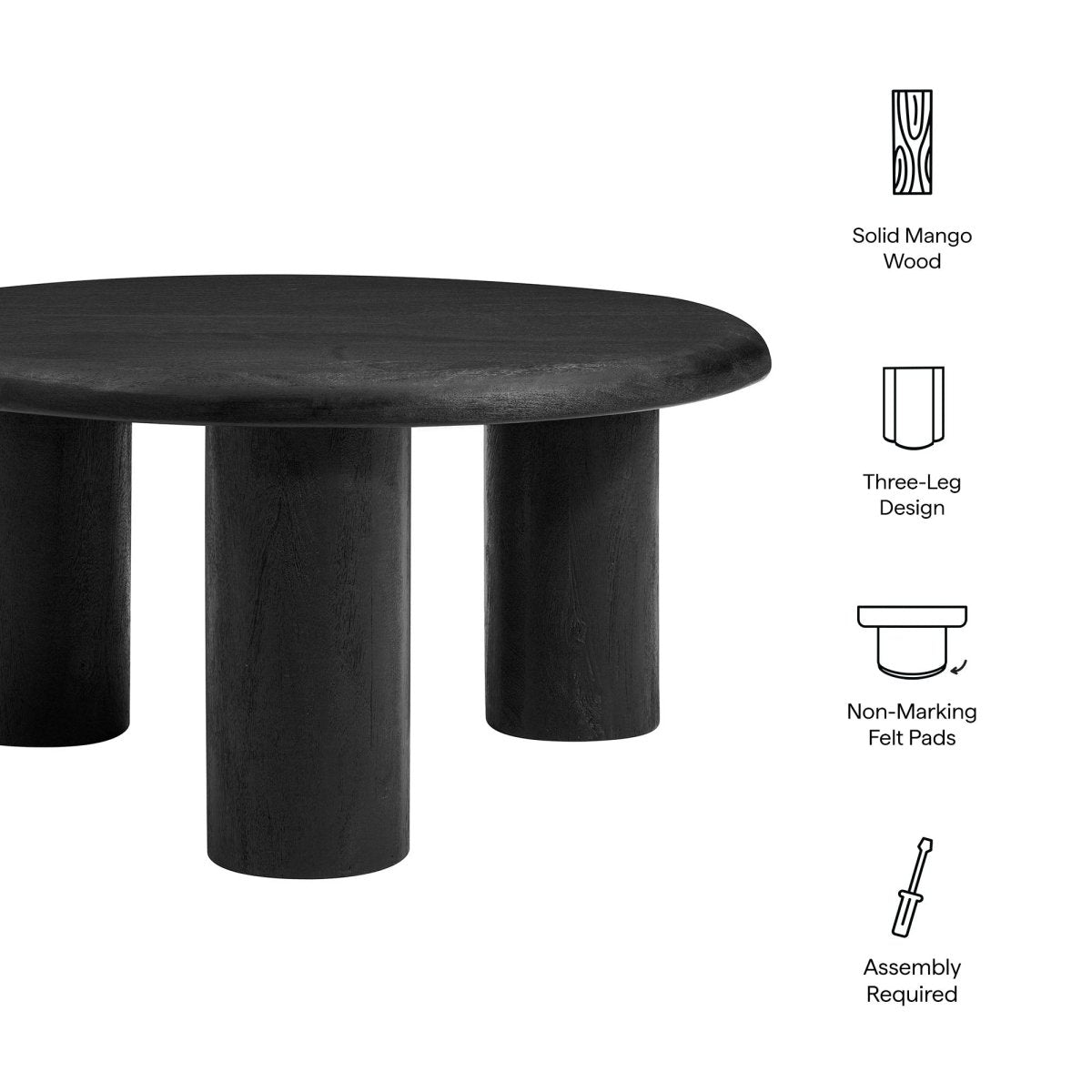 34 Inch Minimalist Round Solid Mango Wood Coffee Table - Coffee Tables available at Alpine Outlets in Denver