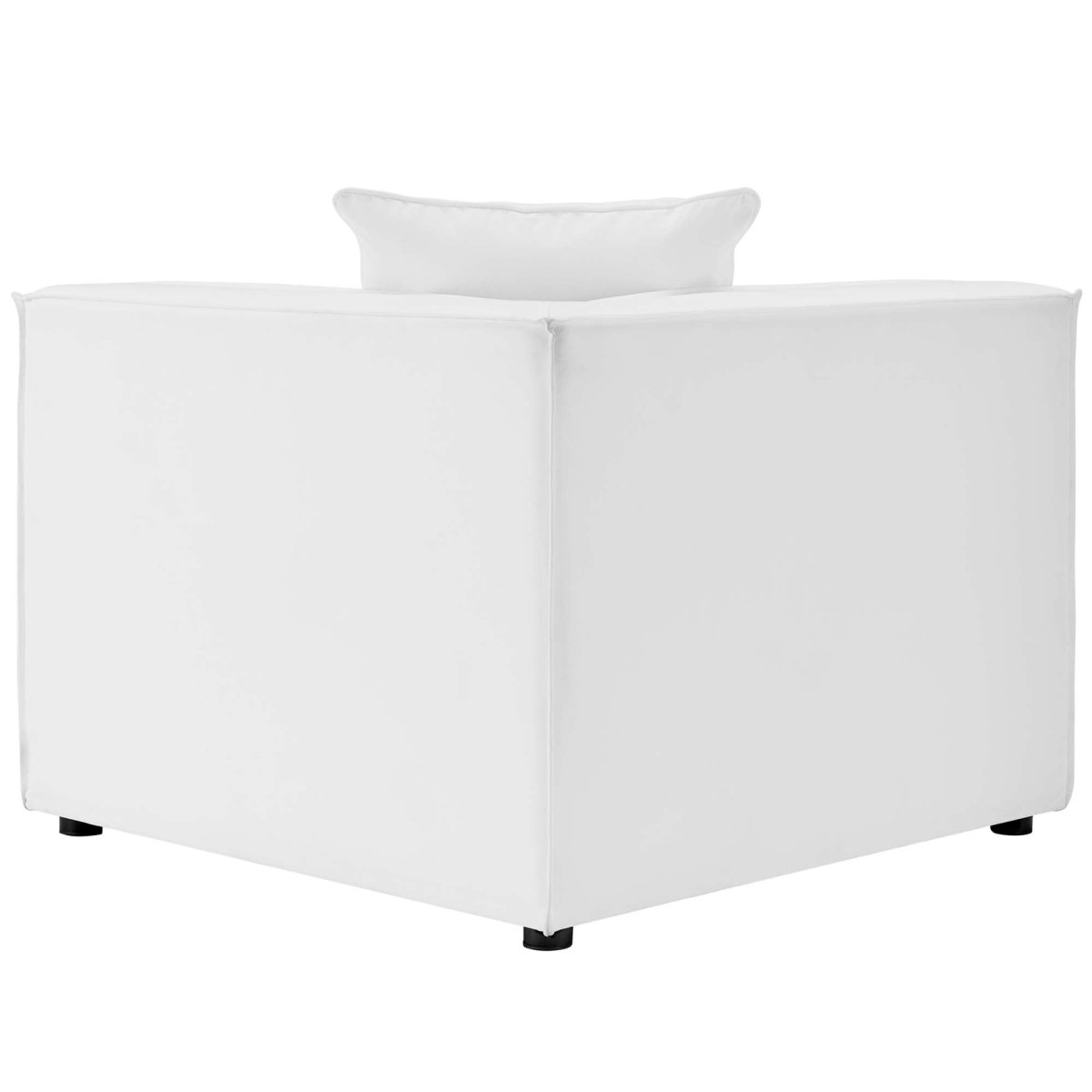 34" White Outdoor Patio Upholstered Aluminum Corner Chair - Outdoor - Alpine Outlets