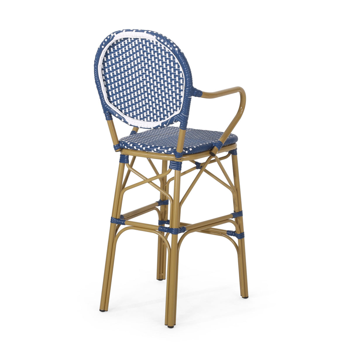 Outdoor Wicker And Aluminum French Barstools (Set of 2)